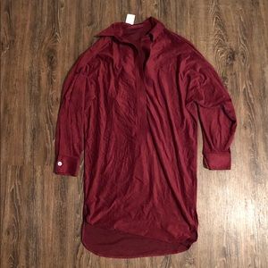 Maroon Suede Midi Dress